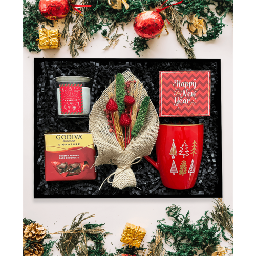 Kuru Çiçekli Yılbaşı Hediye Kutusu