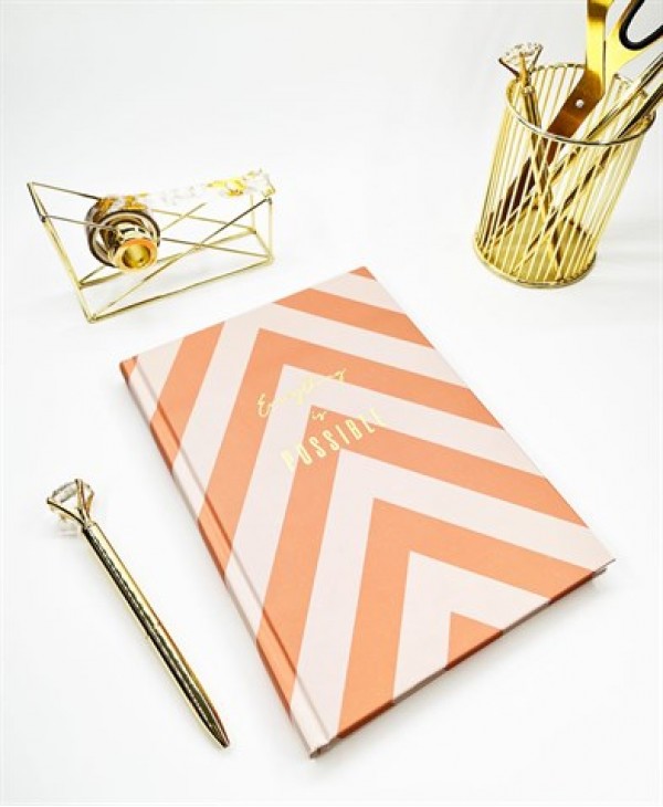 Pembe Şeritli Sert Kapaklı Defter